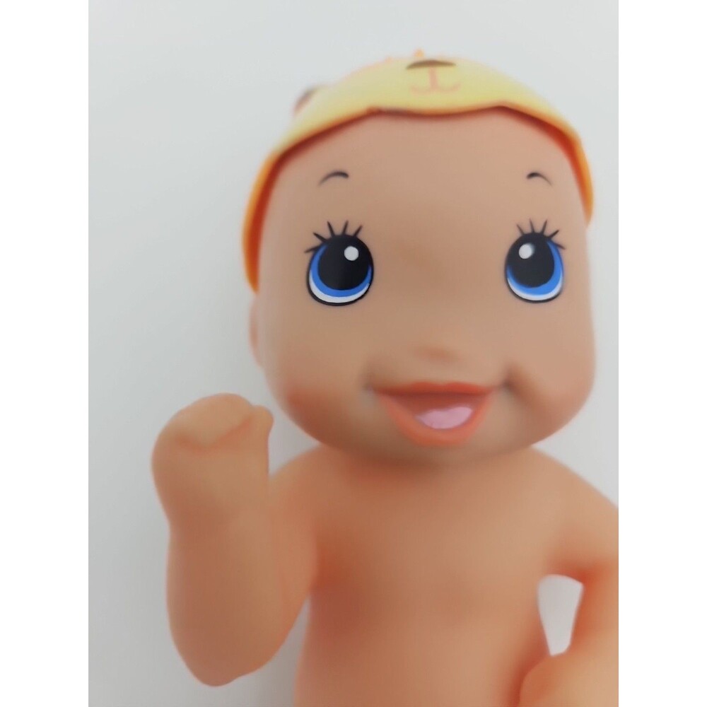 2017 LAUER/JUST PLAY WEE WATER BABIES DOLL 5 IN WEARING FOX HAT, BLUE BLACK EYES - Picture 2 of 8